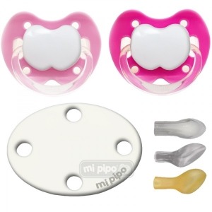 Pack 2 Chupetes con Broche Personalizados Hiper Pink 0-6 M