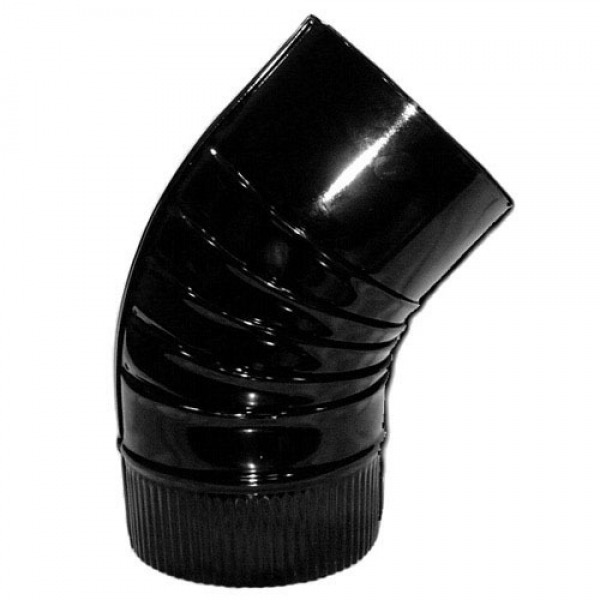 Codo Estufa Color Negro Vitrificado de  200 mm. 45°.