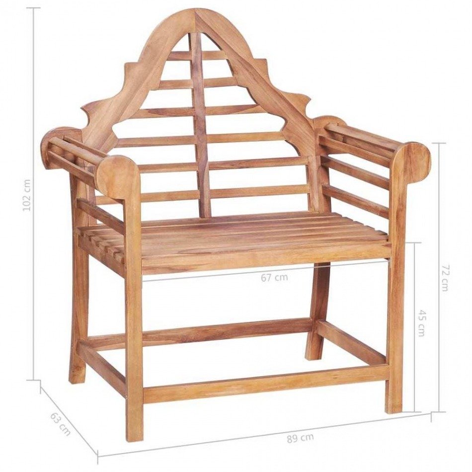 Silla de jardín de teca maciza 89x63x102 cm de vidaXL en Jardin y cesped…