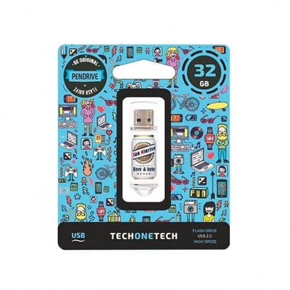 PENDRIVE 32GB TECH ONE TECH BEERS BYTES SAN MIDRIVE CERVE
