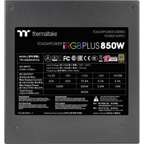 Thermaltake Toughpower iRGB Plus 850W 80 Plus Gold Full Modular