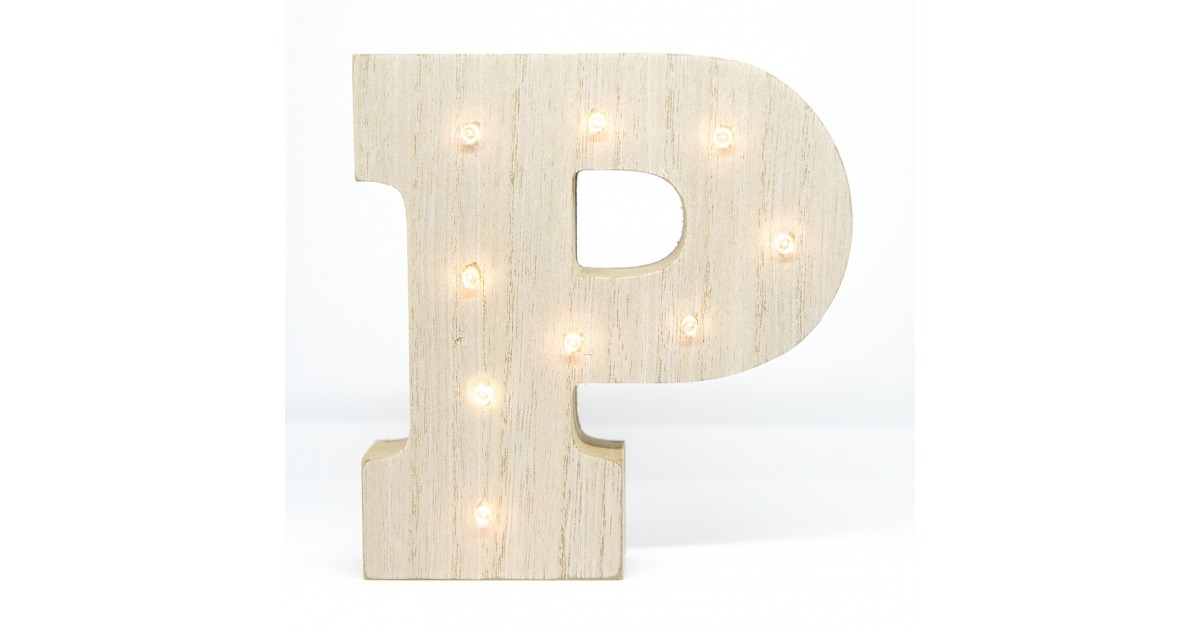LETRA MADERA LED P en Letras y Números New Home