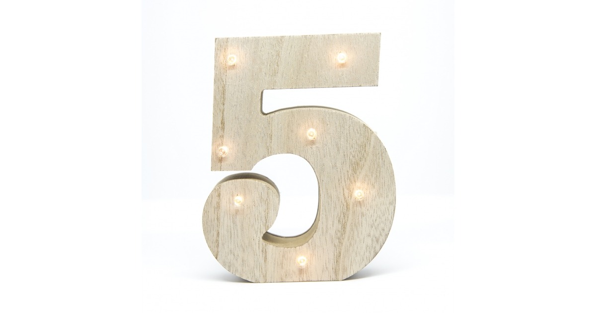 LETRA MADERA LED 5 en letras y numeros New Home