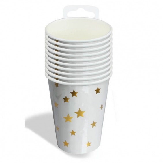 VASO DESECHABLE “ESTRELLAS" ORO en cumpleaños New Home