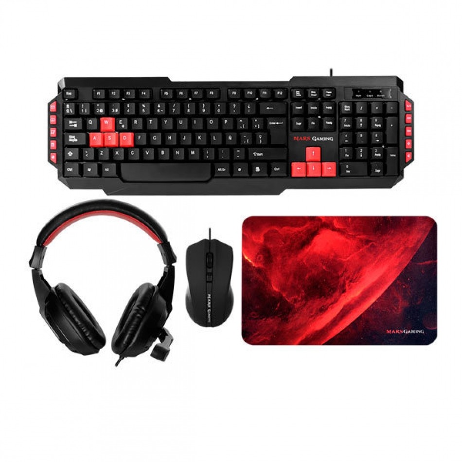 pack tecladomousepadheadset mars gaming mrcp1 kit 4 en 1 de teclado…