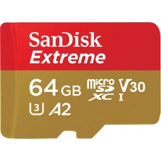 MEMORIA SANDISK EXTREME 64GB MICRO SDXC 160MB/S 4K CLASE 10 A2 V30 C/ADAPTADOR
