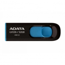 MEMORIA USB ADATA DASHDRIVE UV128, 32GB, USB 3.0, NEGRO/AZUL AUV128-32G-RBE