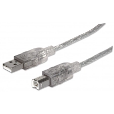 MANHATTAN CABLE DE ALTA VELOCIDAD USB 2.0, USB A MACHO - USB B MACHO, 5 METROS, PLATA 345408