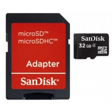 MEMORIA SANDISK 32GB MICRO SD CLASE 4 C/ADAPTADOR