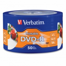 VERBATIM TORRE DE DISCOS VIRGENES IMPRIMIBLES PARA DVD, DVD-R, 16X, 50 DISCOS 97167