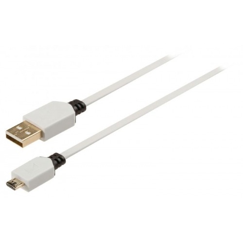 Cable USB 2.0 plano de A macho a B macho de 1,00 m en blanco