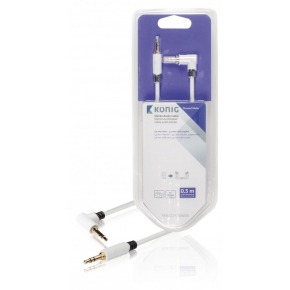 Cable de audio estéreo de 3,5 mm macho a macho en ángulo de 0,50 m en blanco