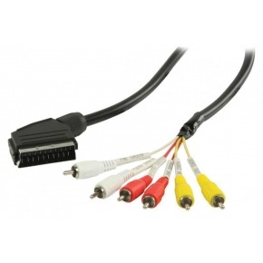 Cable SCART RCA SCART macho 6 RCA macho de 2,00 m en color negro