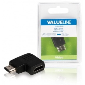 Adaptador HDMI con conector HDMI en ángulo hacia la derecha entrada HDMI en color negro