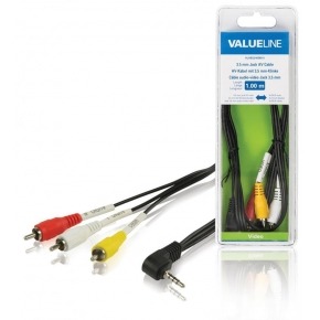 Cable AV jack de 3.5 mm macho 3 RCA macho de 1.00 m en color negro