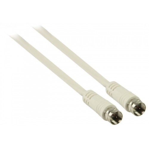Cable de antena F macho - F macho de 1.50 m en color blanco