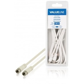 Cable de antena F macho - F macho de 3.00 m en color blanco