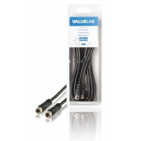 Cable de antena F macho - F macho de 3.00 m en color negro