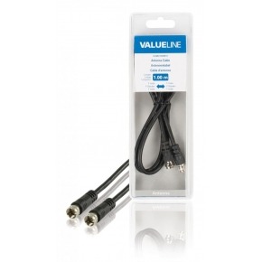 Cable de antena F macho - F macho de 1.00 m en color negro