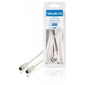 Cable de antena coaxial macho - coaxial macho de 5.00 m en color blanco