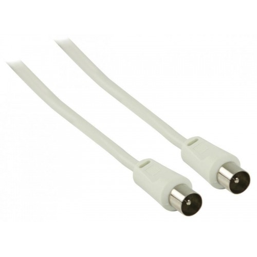 Cable de antena coaxial macho - coaxial macho de 5.00 m en color blanco