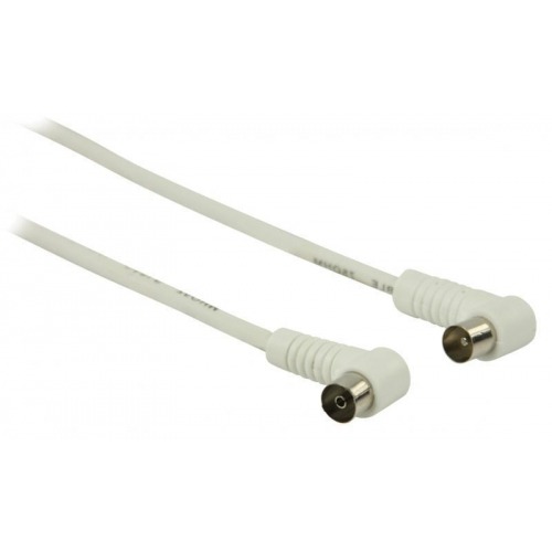 Cable de antena coaxial macho en ángulo - coaxial hembra en ángulo de 5.00 m en color blanco