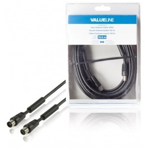 Cable de antena coaxial de 100 dB coaxial macho - coaxial hembra de 10.0 m en color negro