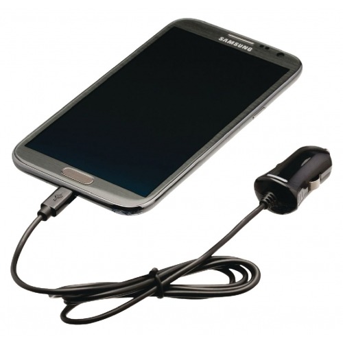 Cargador de auto micro USB, Micro USB macho - conector de automóvil de 12V, 1 m, de color negro 2.1A