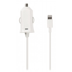 Cargador de automóvil con conector lightning, lightning macho – conector de auto de 12V, 1 m, de color blanco 2.4A