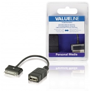 Cable de datos OTG para Samsung, 30 pines macho - USB A hembra, negro 0,20 m