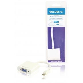 Cable adaptador mini DisplayPort, mini DisplayPort macho - VGA hembra, blanco 0,20 m