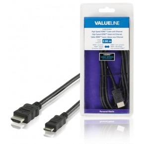 Cable HDMI de alta velocidad con conector HDMIEthernet mini conector HDMI de 2.00 m en color negro