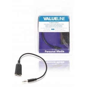 Cable divisor con jack de audio estéreo, 3,5 mm macho - 2x 3,5 mm hembra, negro 0,20 m