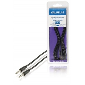 Cable con jack de audio estéreo, 3,5 mm macho - 3,5 mm macho, negro 3,00 m