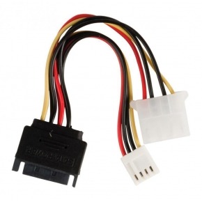 Cable adaptador de alimentación interna, SATA 15 pines macho Molex hembra + FDD hembra, 0,15 m