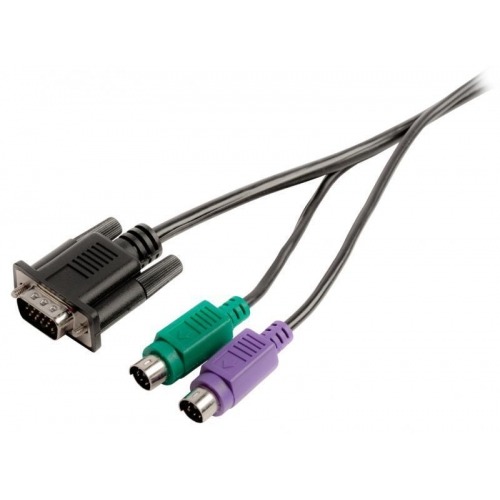 Cable KVM de VGA macho - 2x PS2 macho - VGA hembra - 2x PS2 macho de 2,00 m en color negro Valuelin