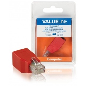 Adaptador de red, RJ45 macho RJ45 hembra, rojo