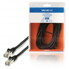 Cable de red FTP CAT5e, RJ45 macho – RJ45 macho, 10,0 m, negro