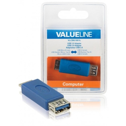 Adaptador USB 3.0 USB B Micro macho- USB A hembra en color azul
