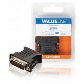 Adaptador DVI, DVI-I 24 + 5-pines macho - VGA hembra negro