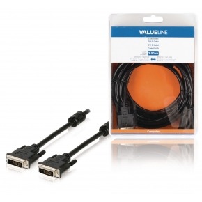 Cable DVI-D, DVI-D 24 + 1 pines macho - DVI-D 24 + 1 pines macho, 3,00 m, negro