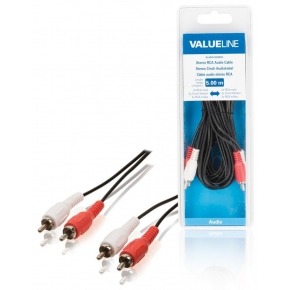 Cable de audio estéreo 2 RCA macho - 2 RCA macho de 5.00 m en color negro