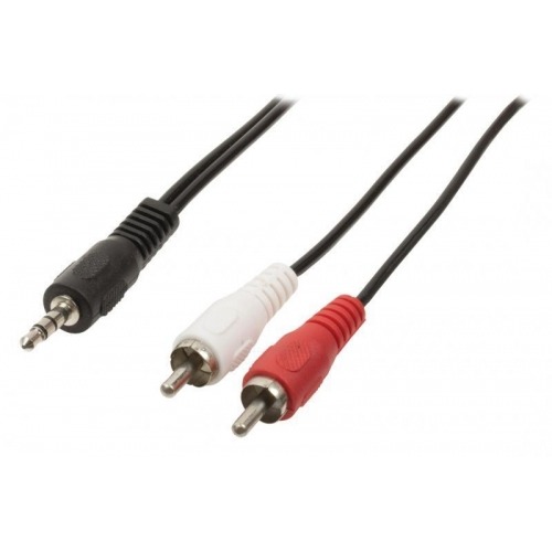Cable adaptador de audio jack estéreo de 3.5 mm macho - 2 RCA macho de 1.00 m en color negro