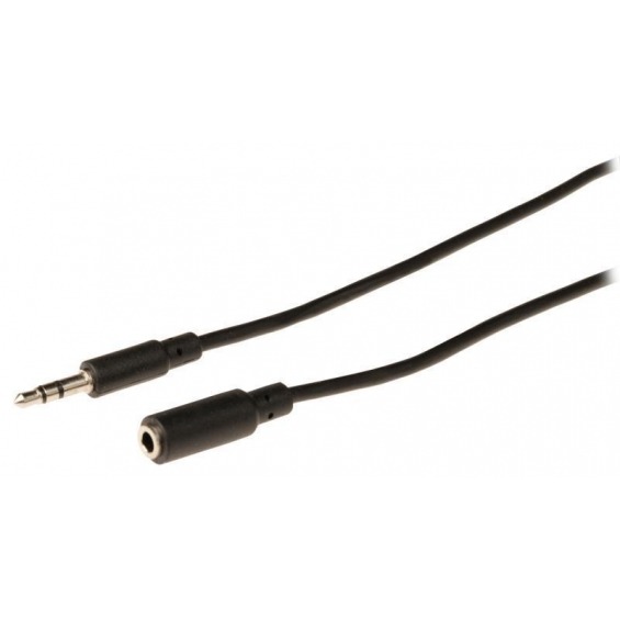 Cable de extensión de audio jack estéreo de 3.5 mm macho - 3.5 mm hembra de 3.00 m en color negro