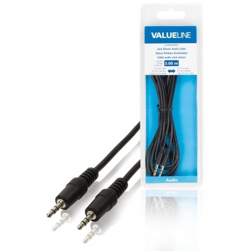 Cable de audio jack estéreo de 3.5 mm macho - 3.5 mm macho de 3.00 m en color negro