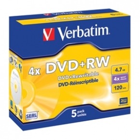 DVD+RW Matt Silver 5x 4.7GB 5 uds en estuche individual