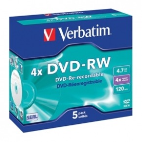 DVD-RW 4.7 GB 4x Matt Silver 5 uds en estuche individual
