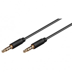 Cable jack 3.5 de 4 contactos audio y video M/M Negro de 2m.