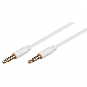 Cable jack 3.5 de 4 contactos audio y video M/M Blanco de 2m.