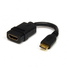 Adaptador mini HDMI macho a HDMI hembra 17cm